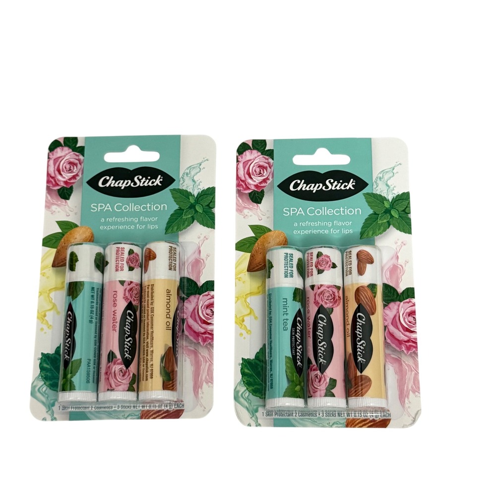 ChapStick SPA Collection Lip Balm 2 Packs 6 Sticks Mint Tea Rose Water Almond
